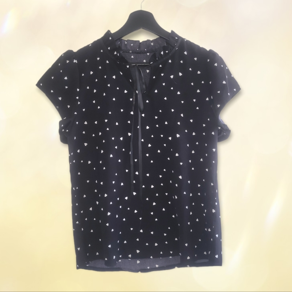 Black & White All Over Hearts Blouse